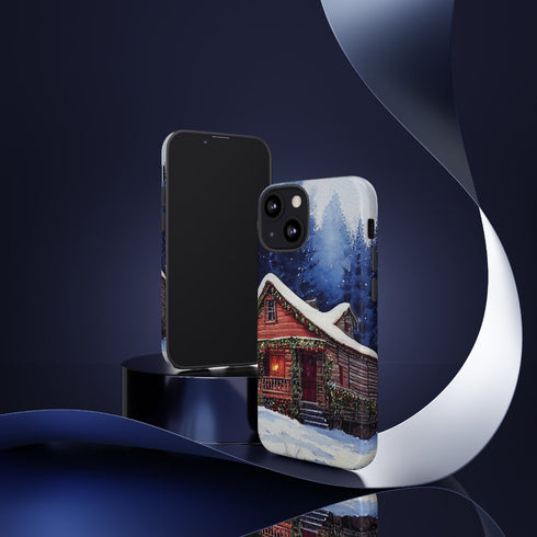 Cozy Christmas Cabin in the Snow - Impact Resistant Phone Case